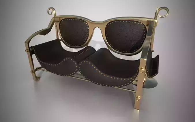 PBR Mousta Couch Low-poly 3D model