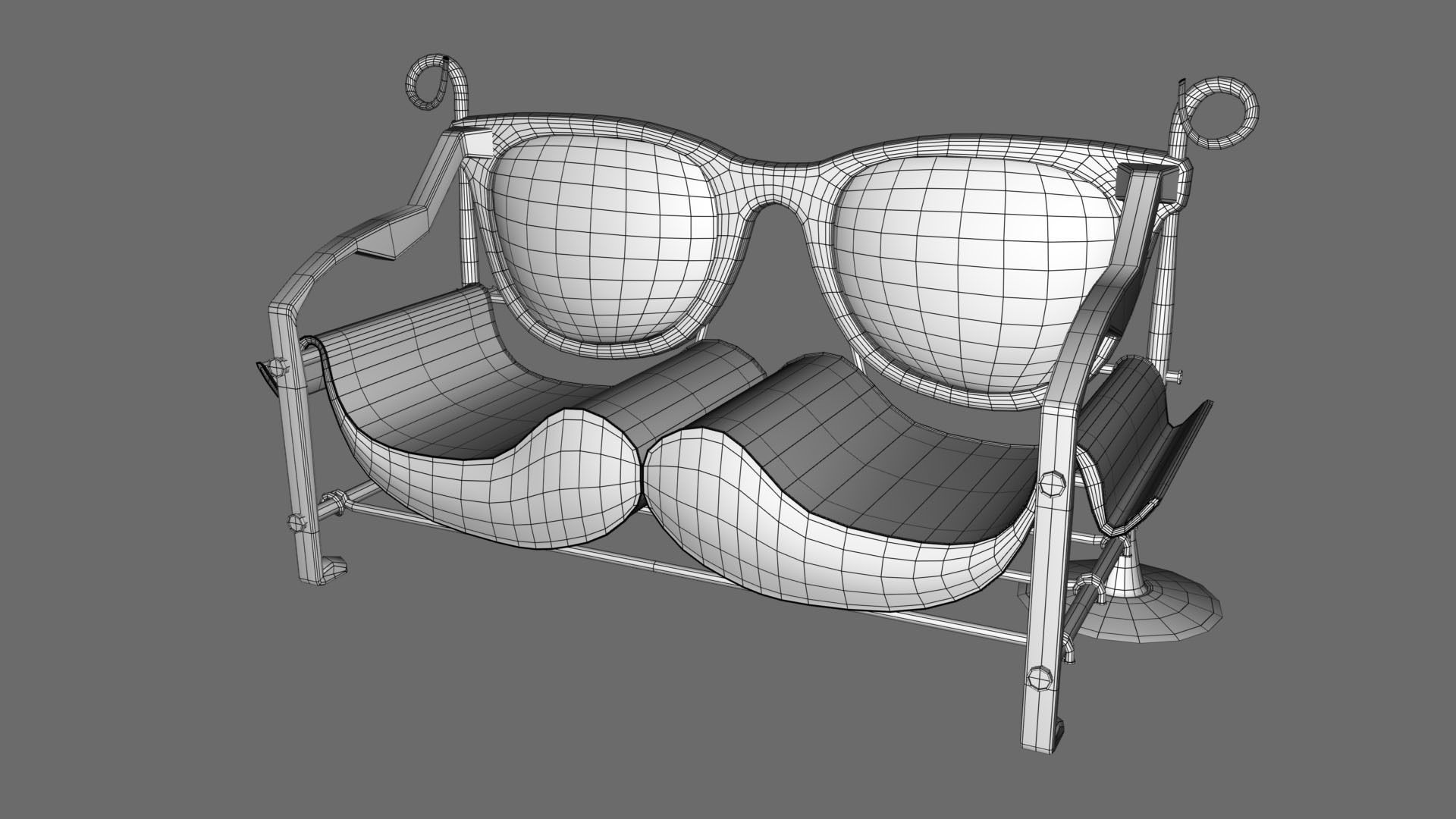 PBR Mousta Couch Low-poly 3D model_2