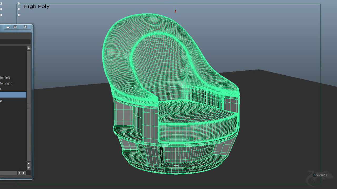 armchairShelf swivel chair 3D model_7