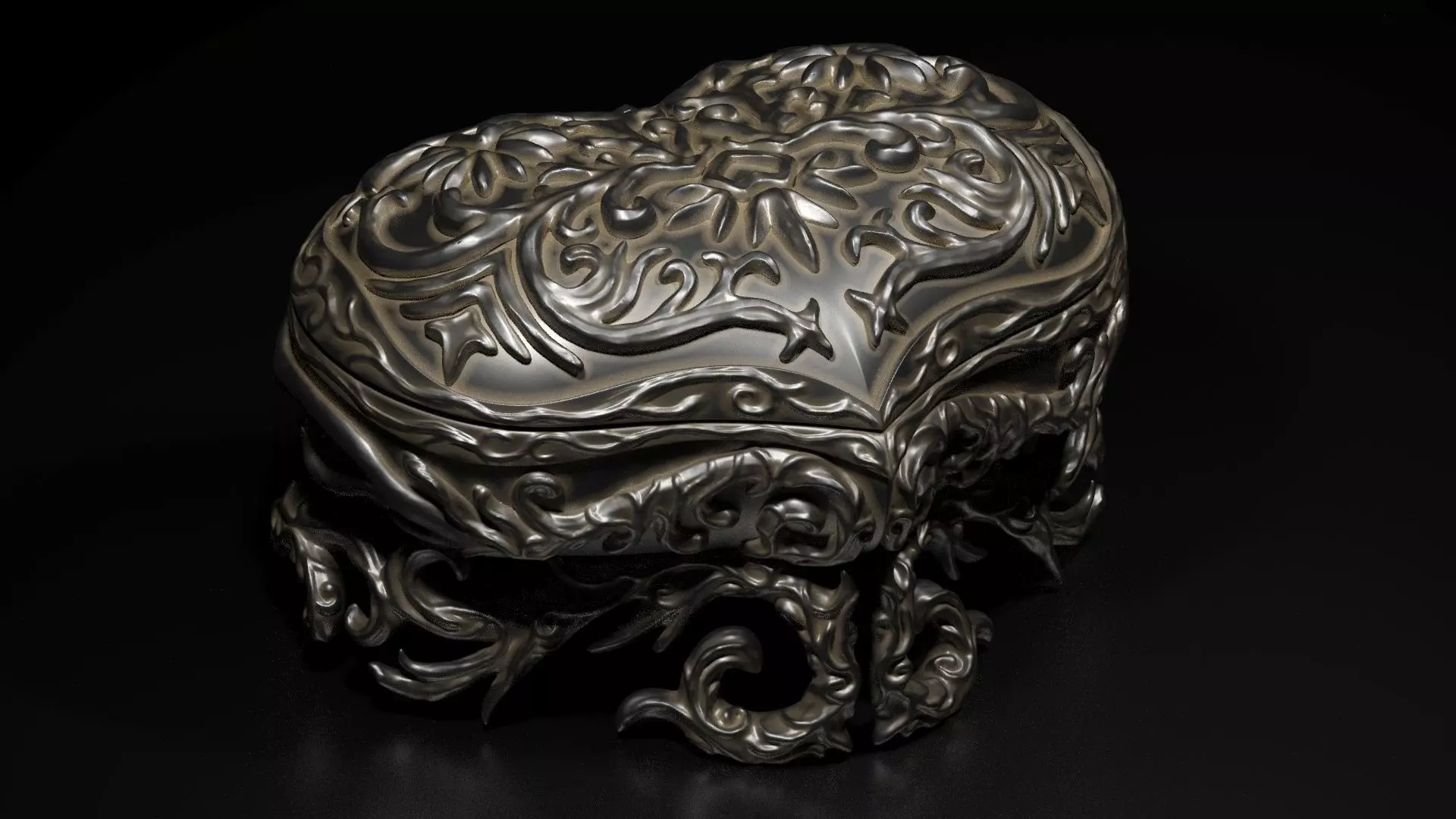 Carved casket Low-poly 3D model_0