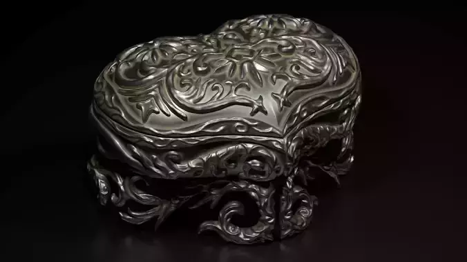 Carved casket Low-poly 3D model