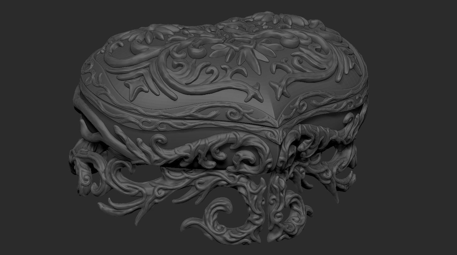 Carved casket Low-poly 3D model_1