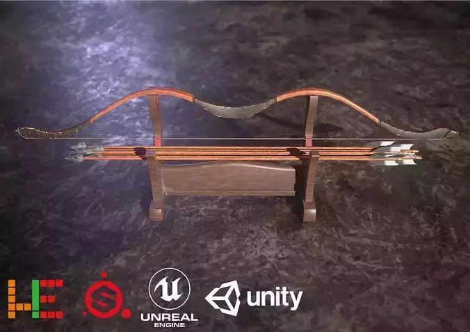 HIE Game Ready Bow D180302 Low-poly 3D model