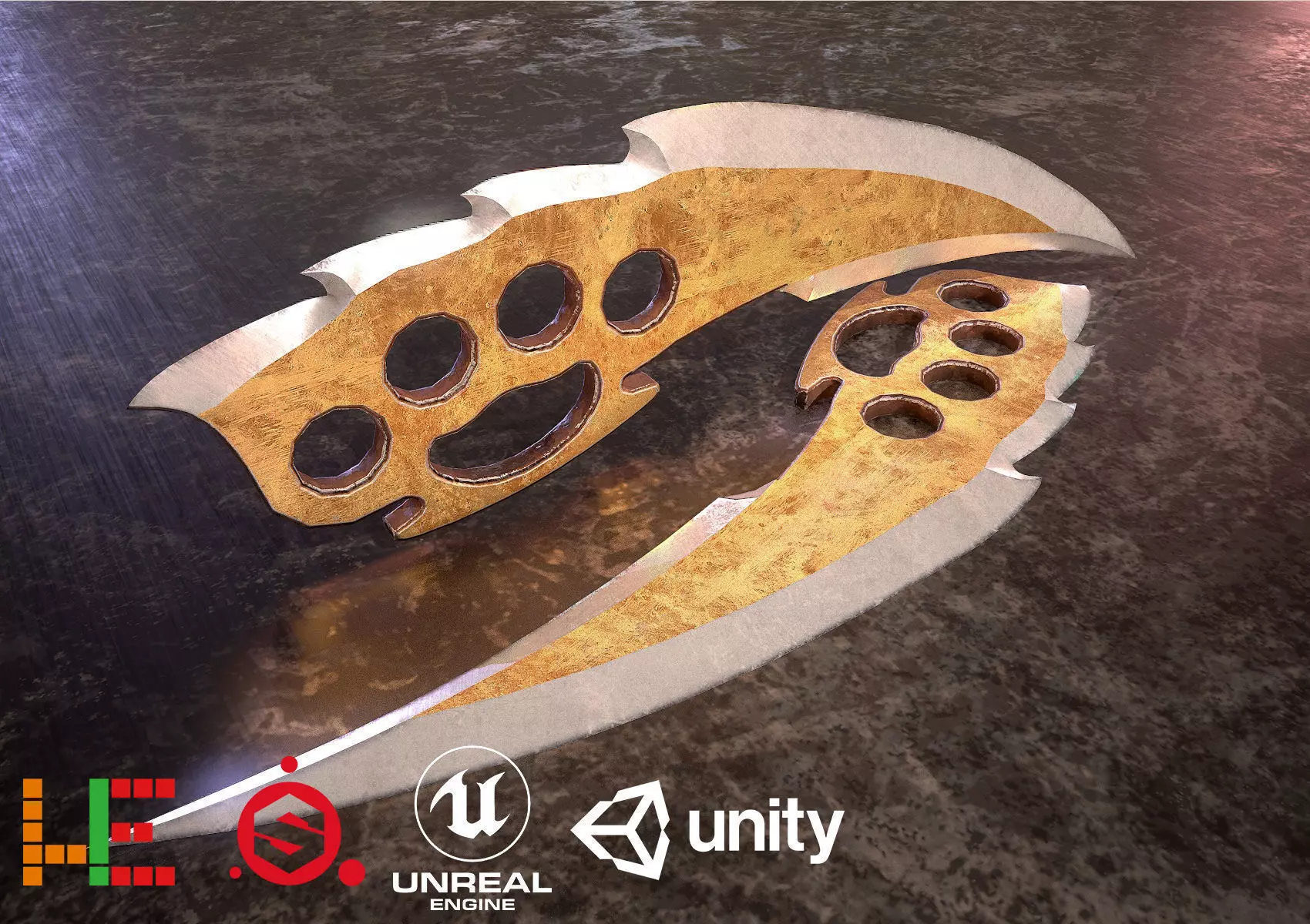 HIE Game Ready Dagger D180212 Low-poly 3D model_0