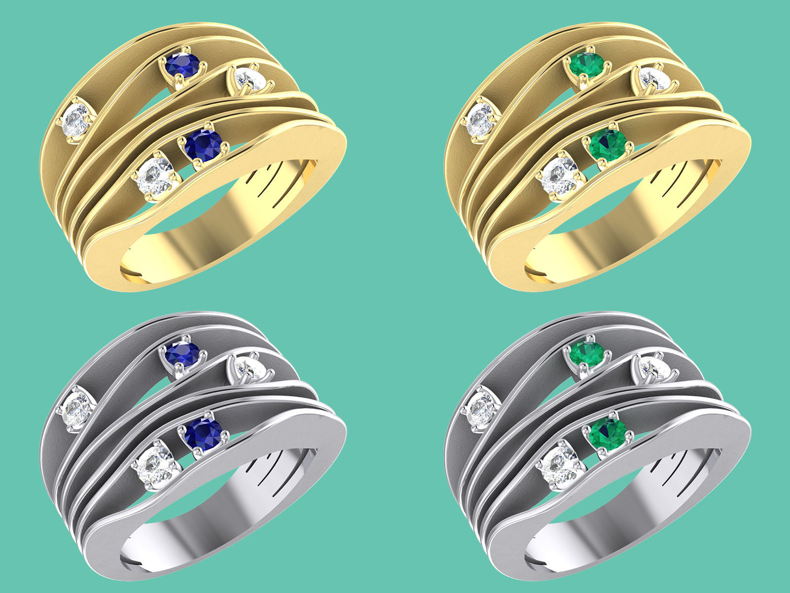 Jewelry 3D printabe model of ANNA MARIA CAMMILLI style ring  3D print model_6