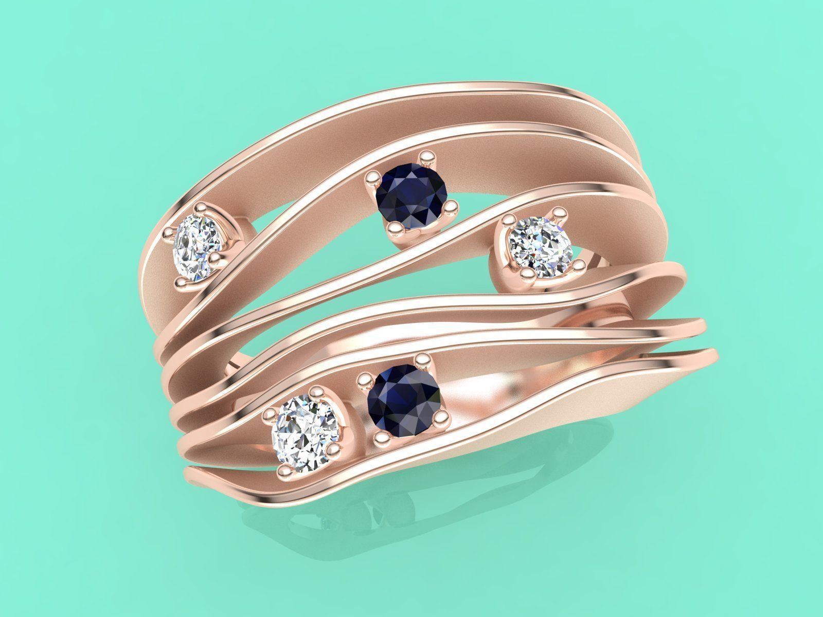 Jewelry 3D printabe model of ANNA MARIA CAMMILLI style ring  3D print model_3