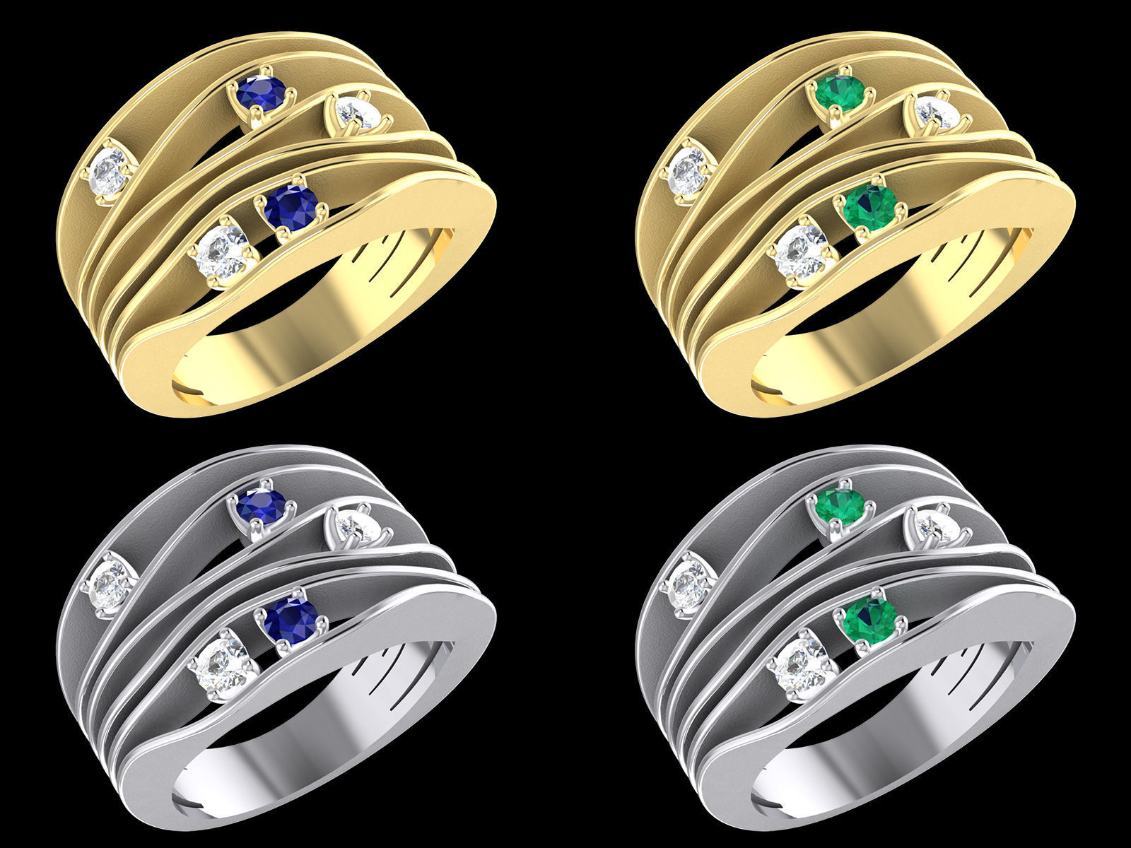 Jewelry 3D printabe model of ANNA MARIA CAMMILLI style ring  3D print model_11