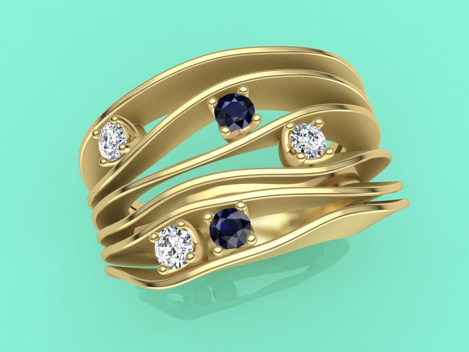 Jewelry 3D printabe model of ANNA MARIA CAMMILLI style ring  3D print model_5