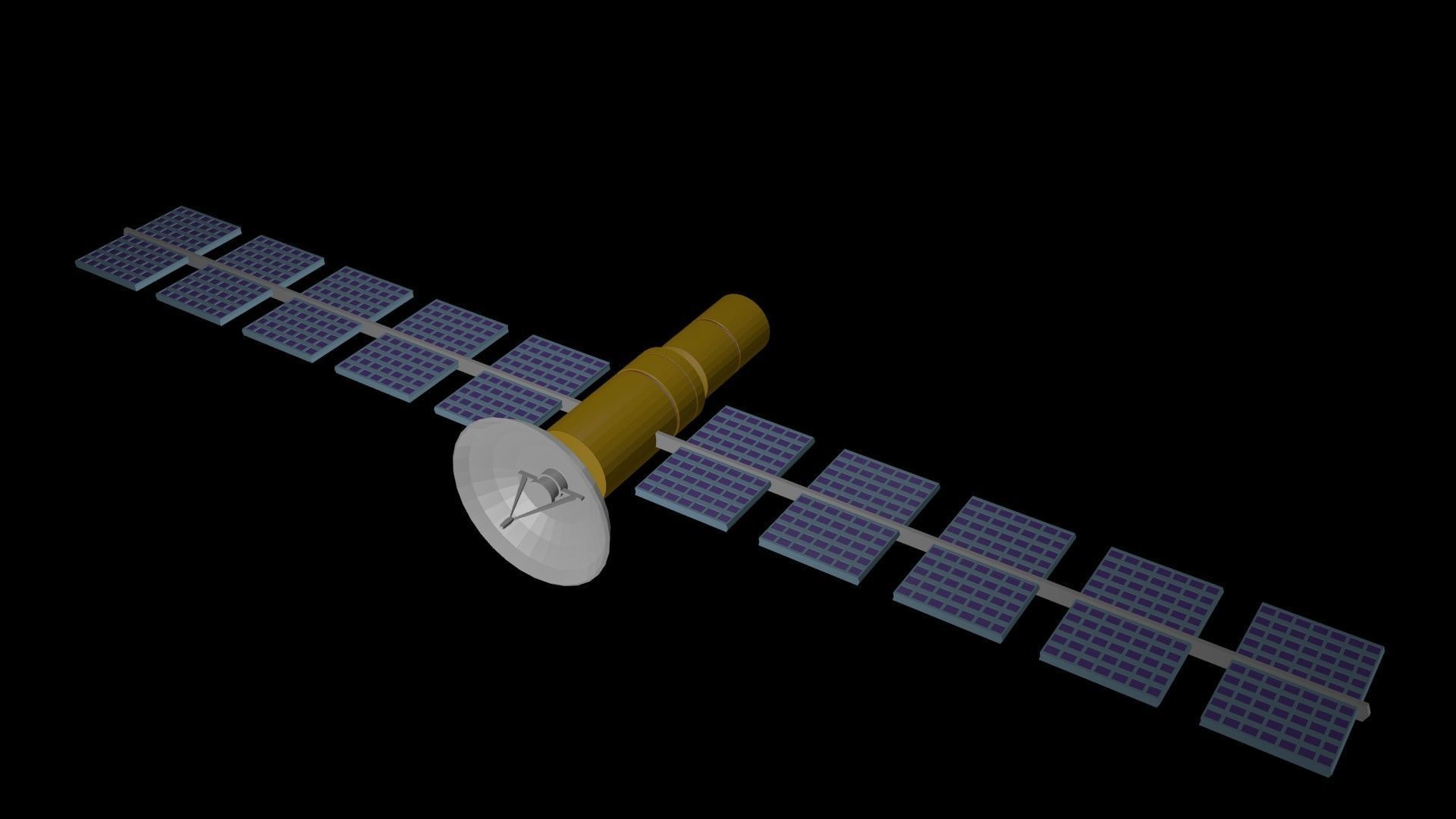 Low poly satellite 4 Low-poly 3D model_0