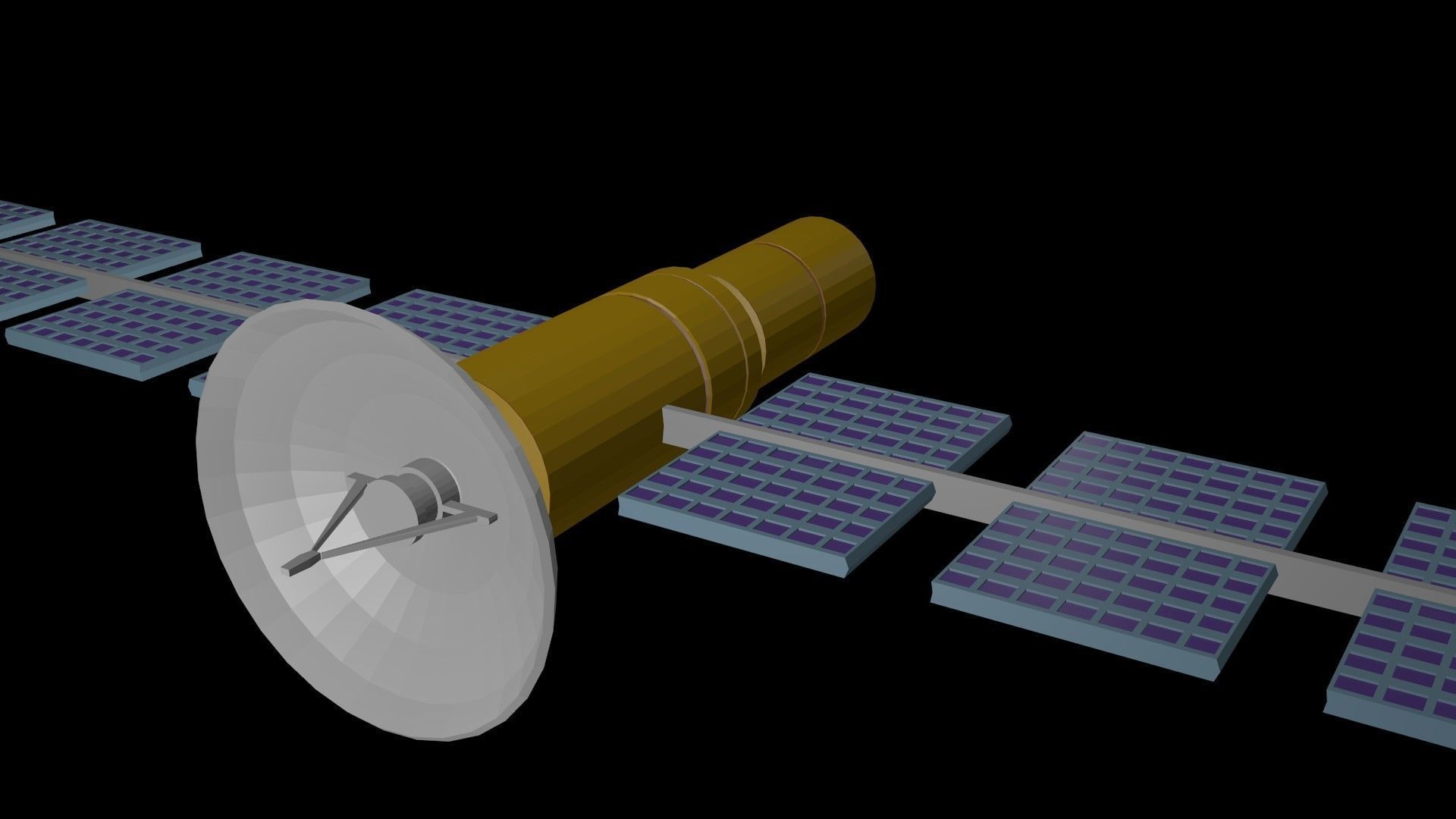 Low poly satellite 4 Low-poly 3D model_8