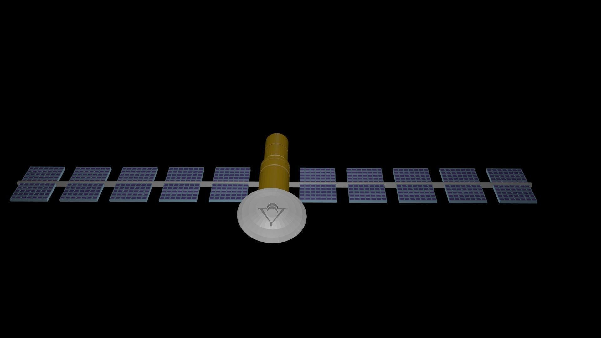 Low poly satellite 4 Low-poly 3D model_1