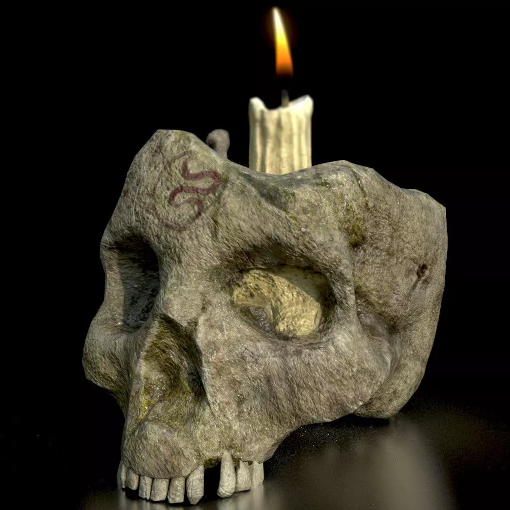 HIE Game Ready Skull Candle D180309 Low-poly 3D model