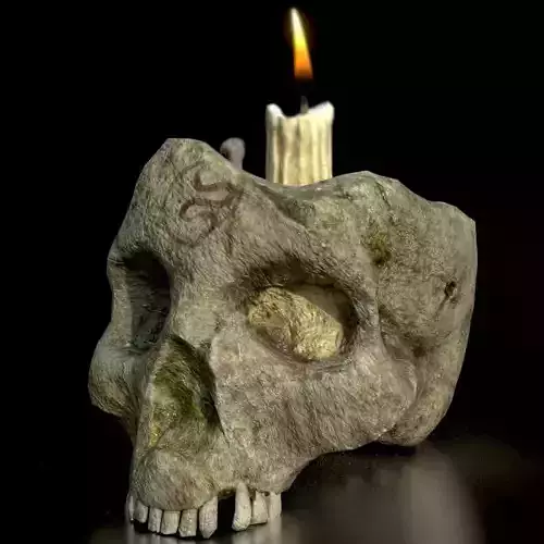 HIE Game Ready Skull Candle D180309 Low-poly 3D model