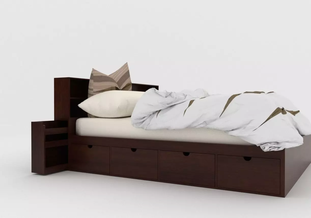 Suvero Master Bed with storage 3D model_0