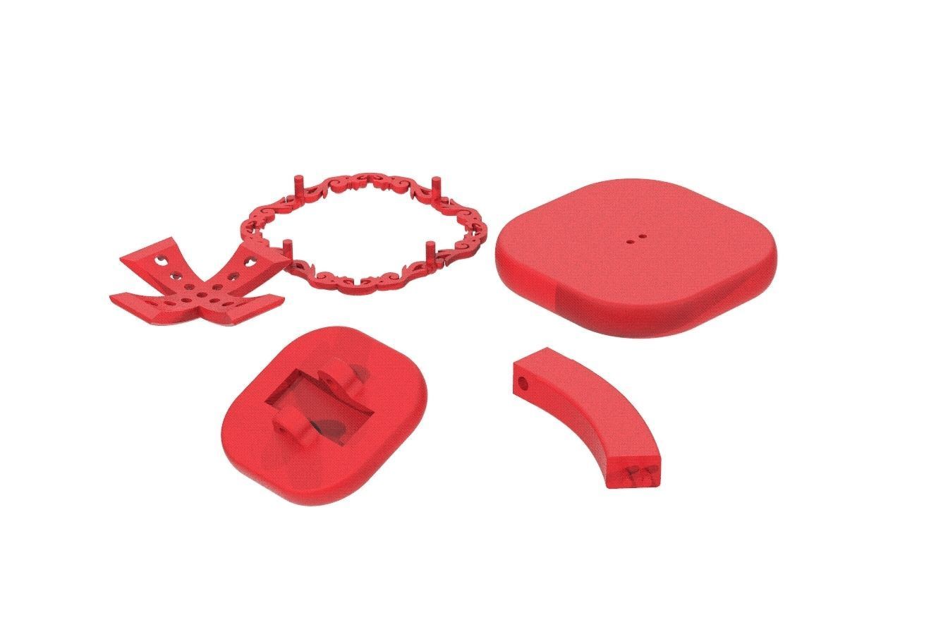 Stylish cufflinks with a cross and stones 324 3D print model_9