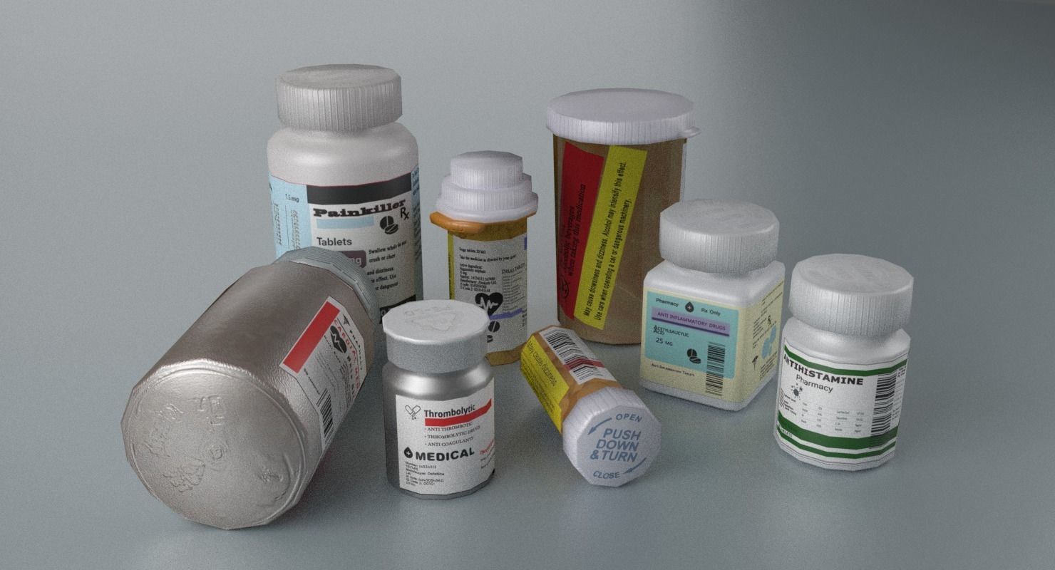 Pill Bottle Collection Low-poly 3D model_2