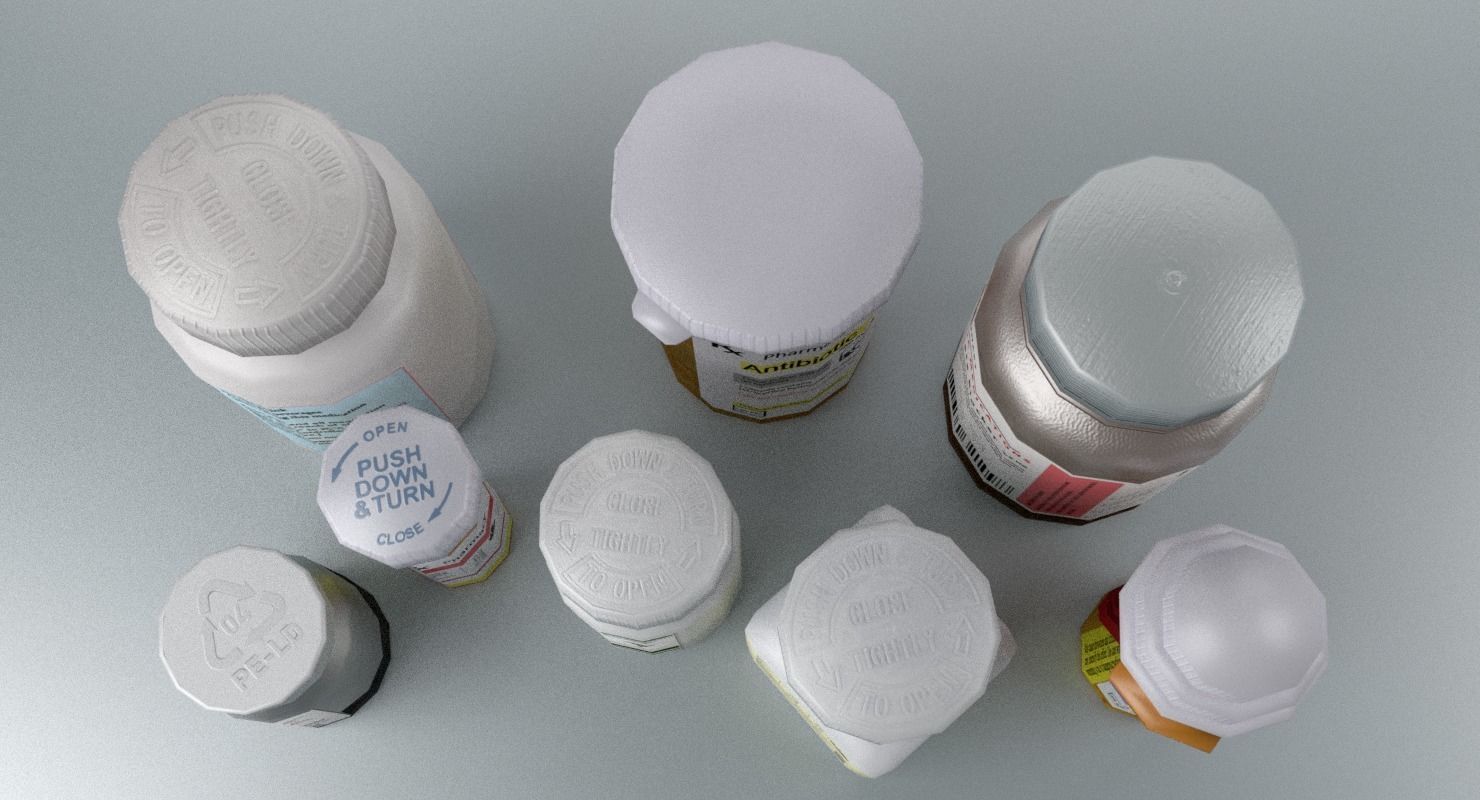 Pill Bottle Collection Low-poly 3D model_8