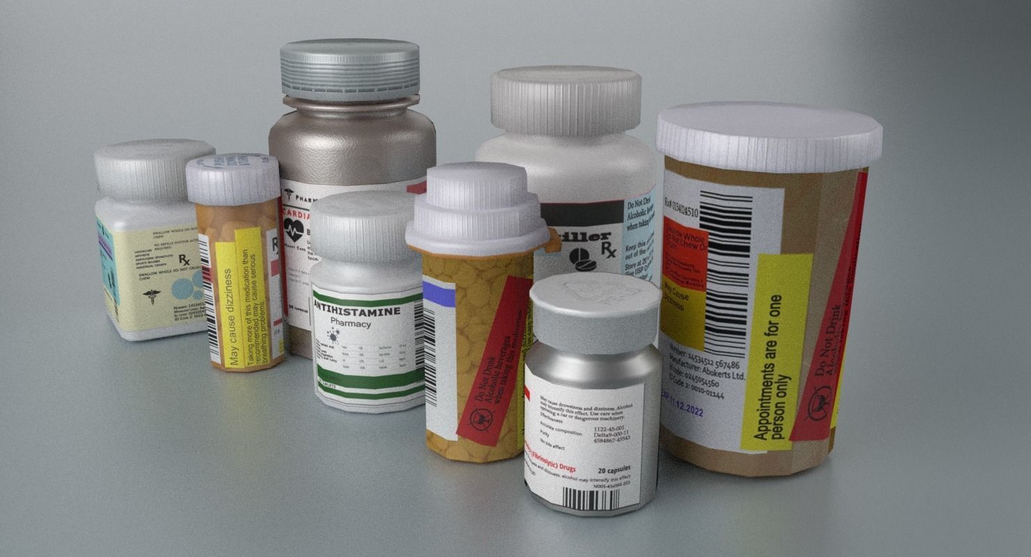 Pill Bottle Collection Low-poly 3D model_6