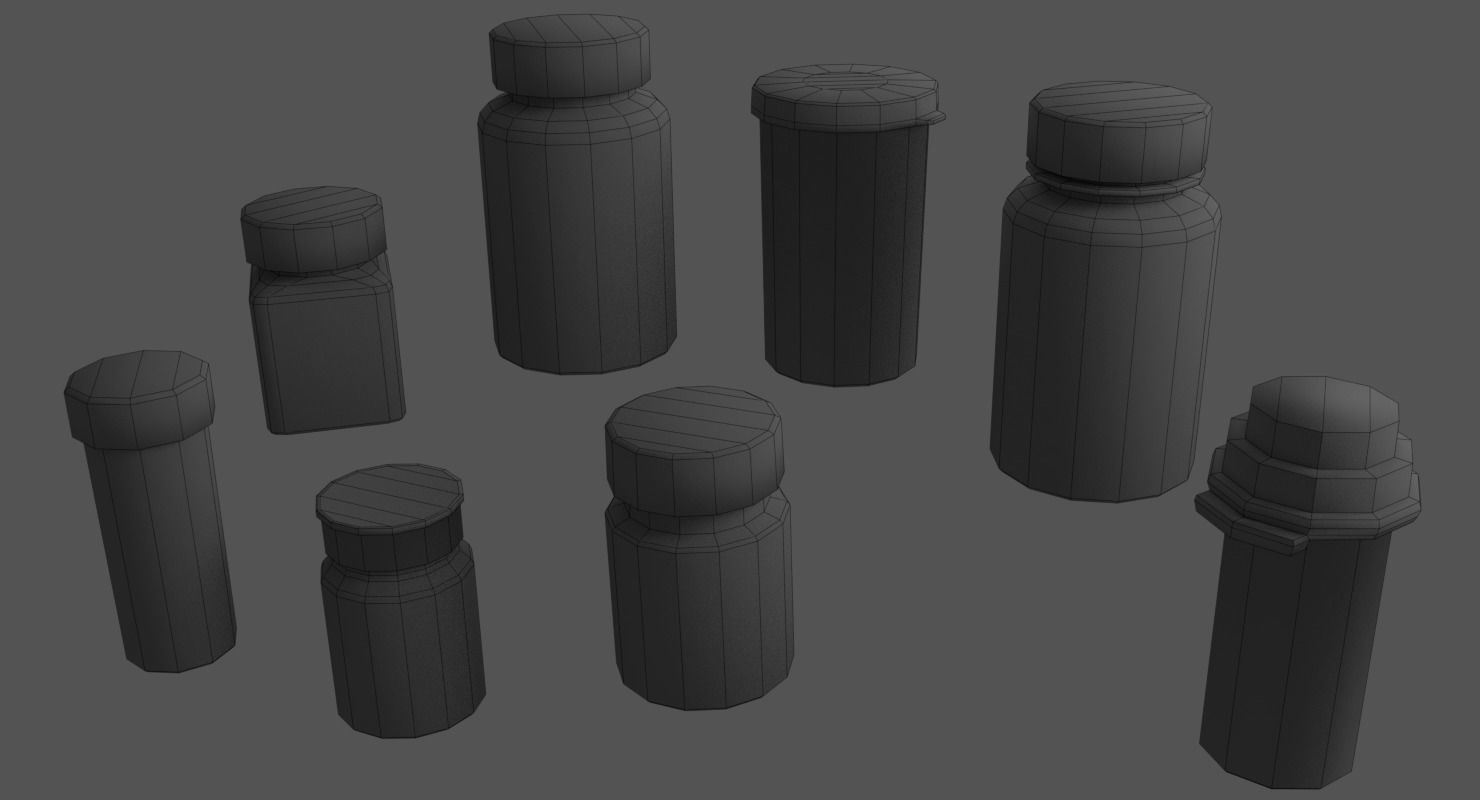 Pill Bottle Collection Low-poly 3D model_12