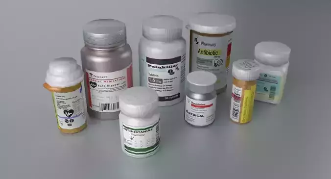 Pill Bottle Collection Low-poly 3D model