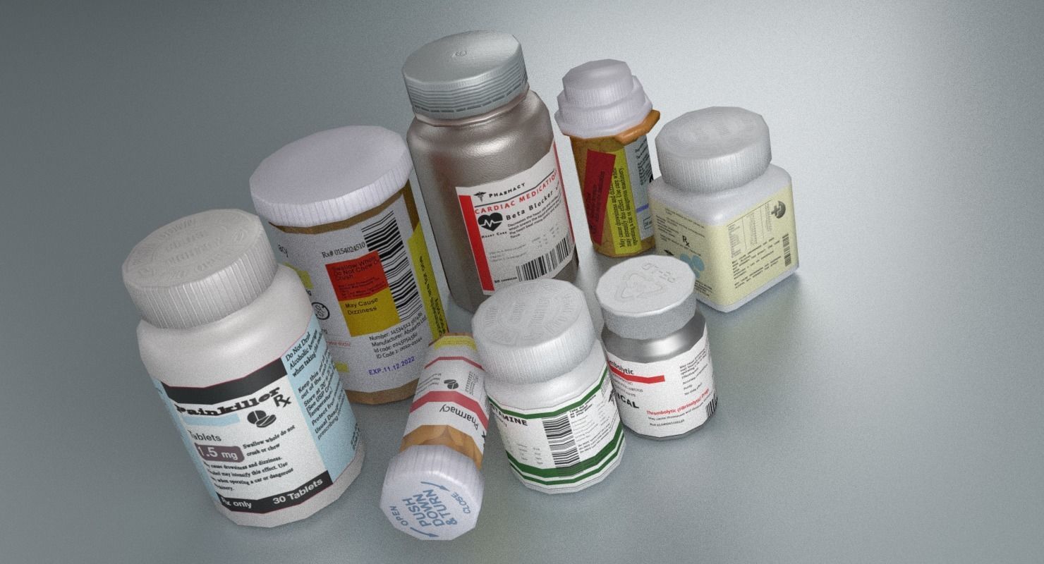 Pill Bottle Collection Low-poly 3D model_5