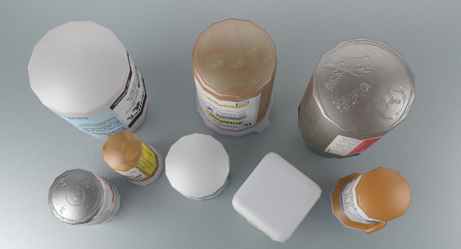 Pill Bottle Collection Low-poly 3D model_9
