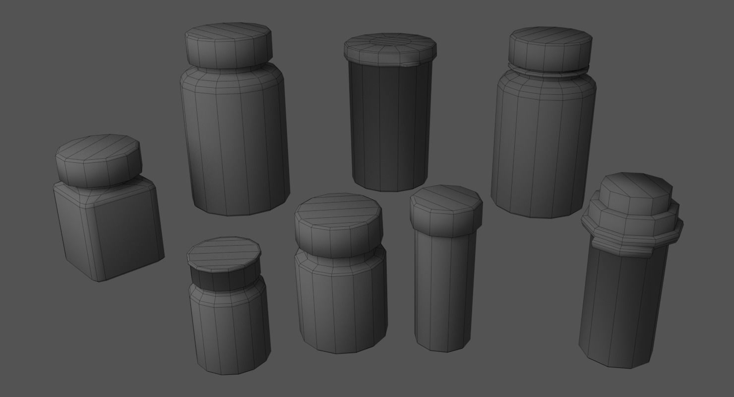 Pill Bottle Collection Low-poly 3D model_11