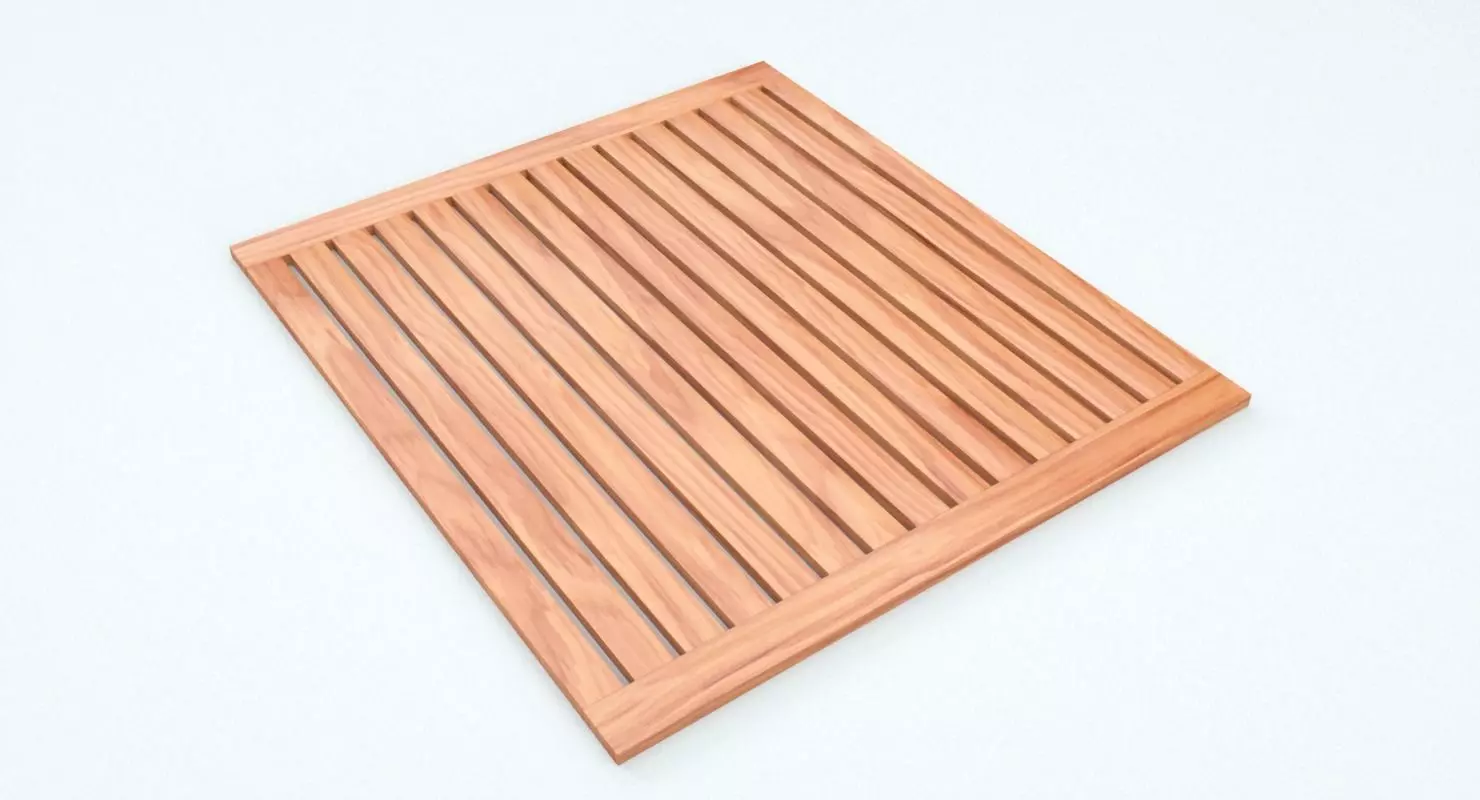 Teak Bathroom Mat Low-poly 3D model_0