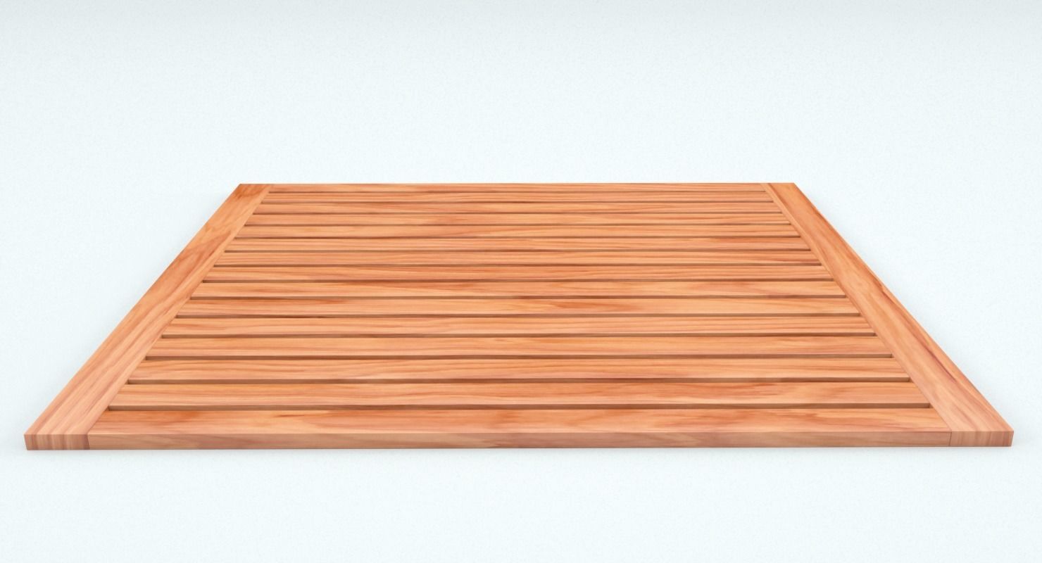 Teak Bathroom Mat Low-poly 3D model_2