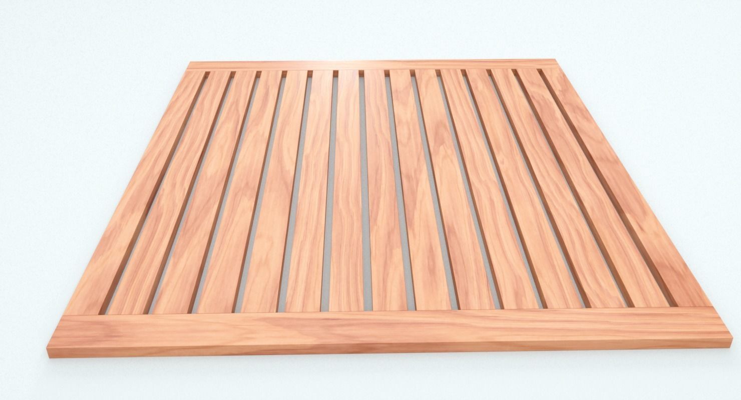 Teak Bathroom Mat Low-poly 3D model_11