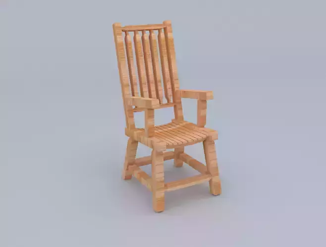 Wooden Chair Low-poly 3D model