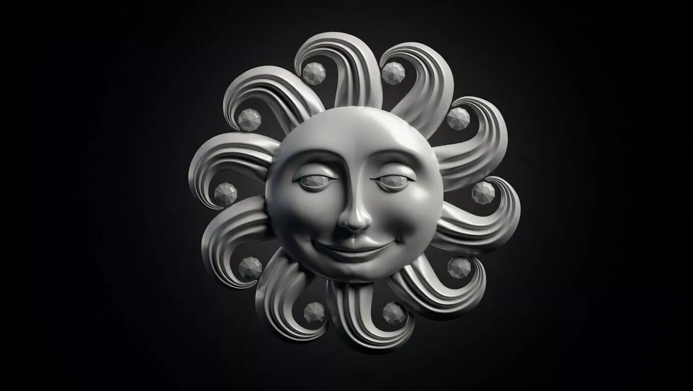 Ornamental Sun Face Decorative Wall Relief for 3D Printer 3D print model