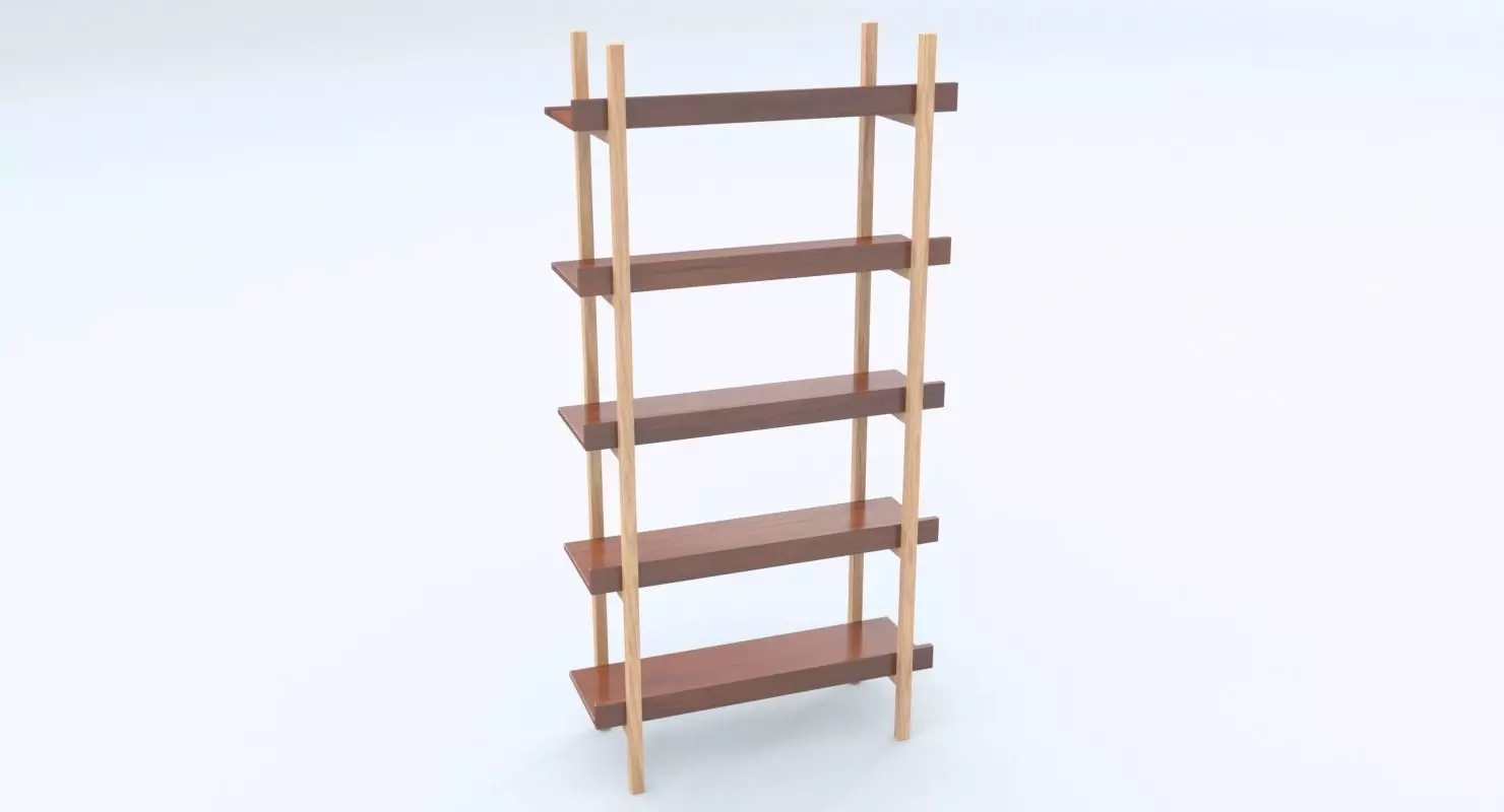 Stax Walnut Bookcase Low-poly 3D model_0