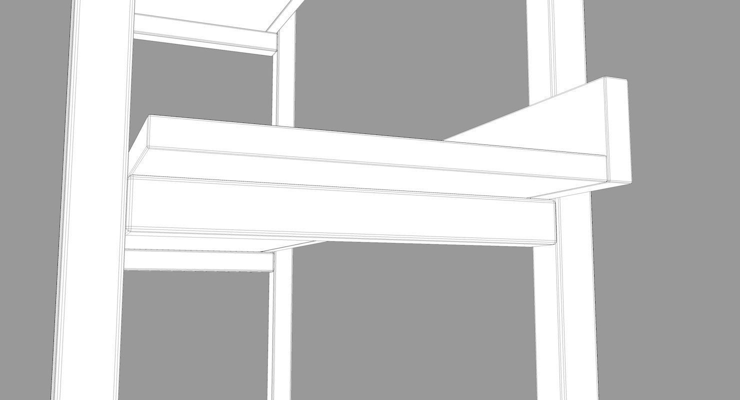 Stax Walnut Bookcase Low-poly 3D model_10