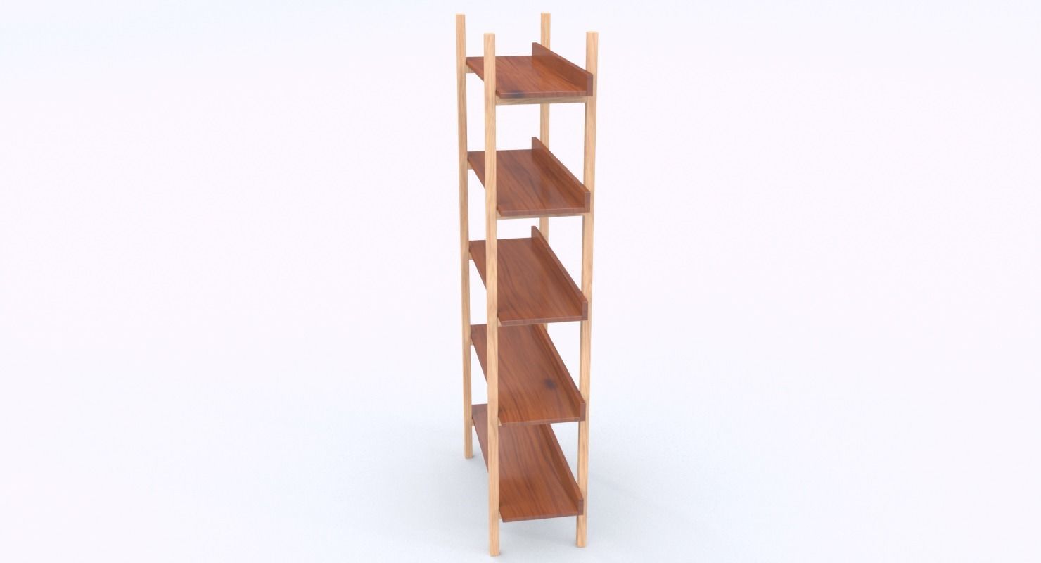 Stax Walnut Bookcase Low-poly 3D model_3
