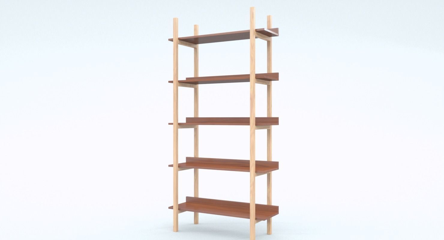 Stax Walnut Bookcase Low-poly 3D model_2