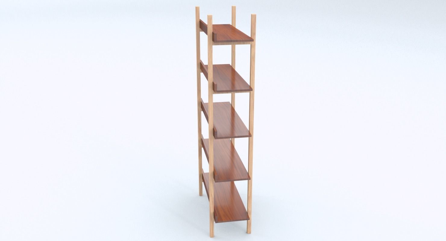 Stax Walnut Bookcase Low-poly 3D model_4