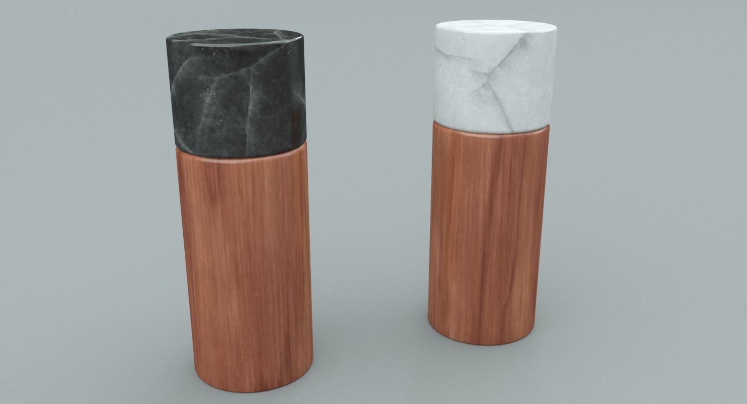 Salt and Pepper Wooden Marble Shaker Low-poly 3D model_4
