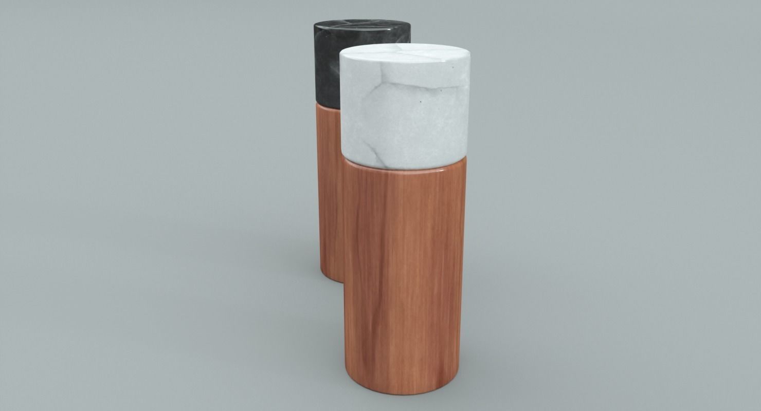 Salt and Pepper Wooden Marble Shaker Low-poly 3D model_3