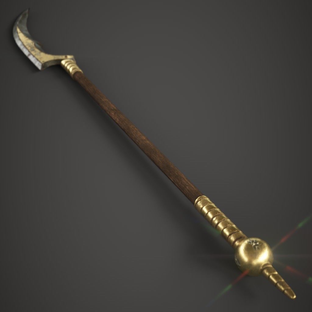 Gold Spear Low-poly 3D model_1