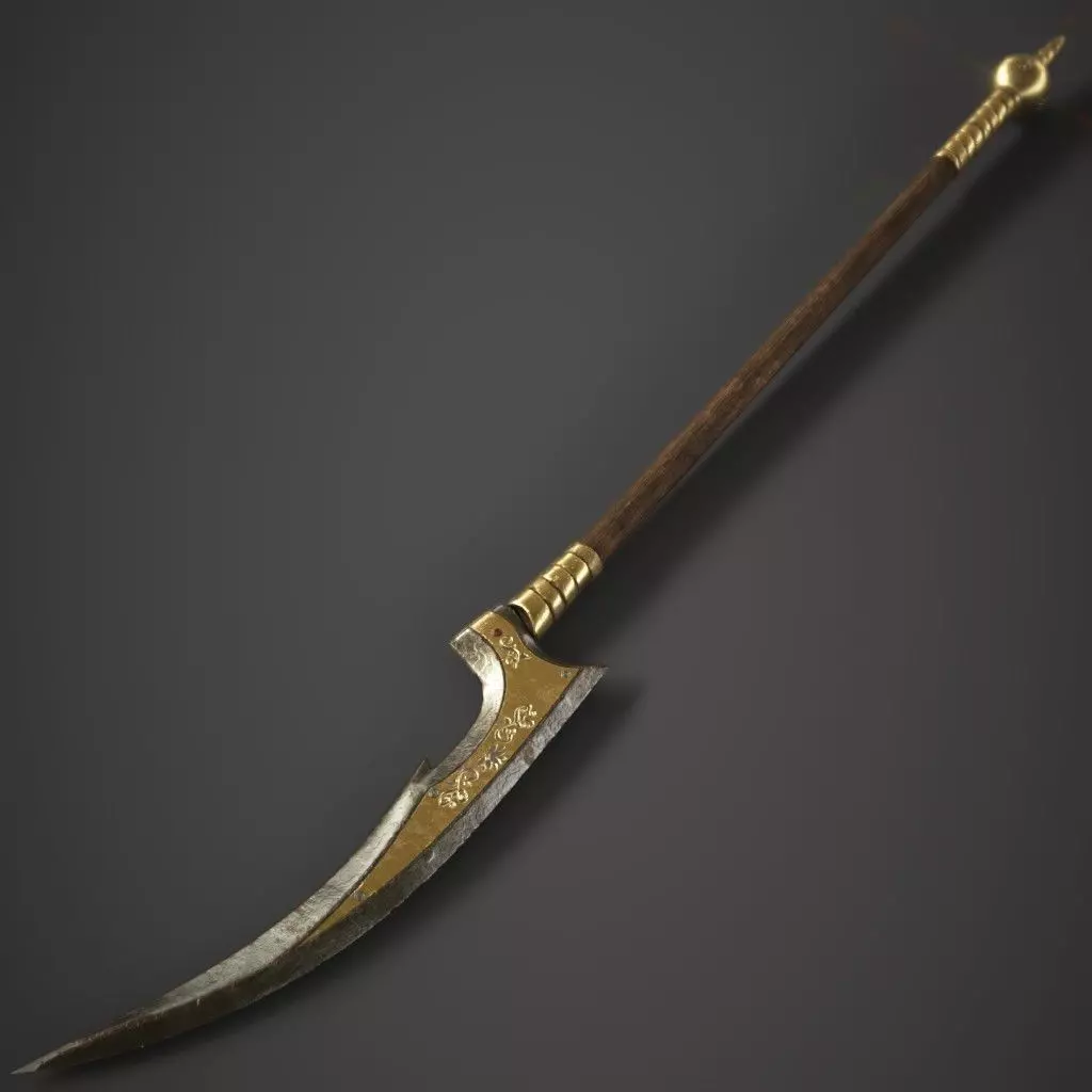 Gold Spear Low-poly 3D model_0