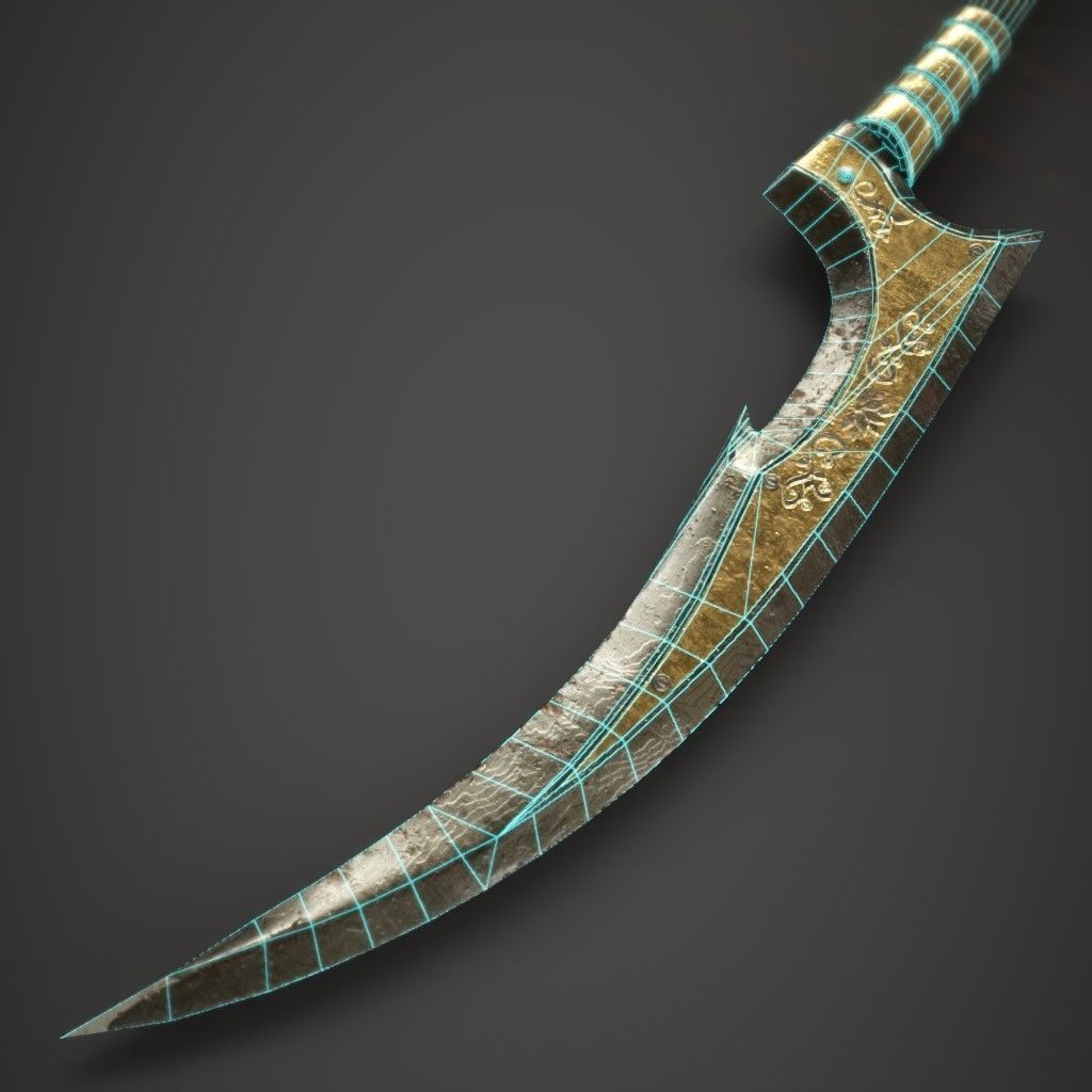 Gold Spear Low-poly 3D model_6