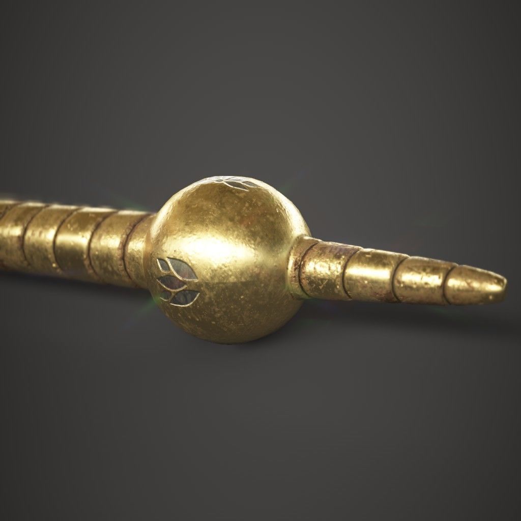 Gold Spear Low-poly 3D model_5