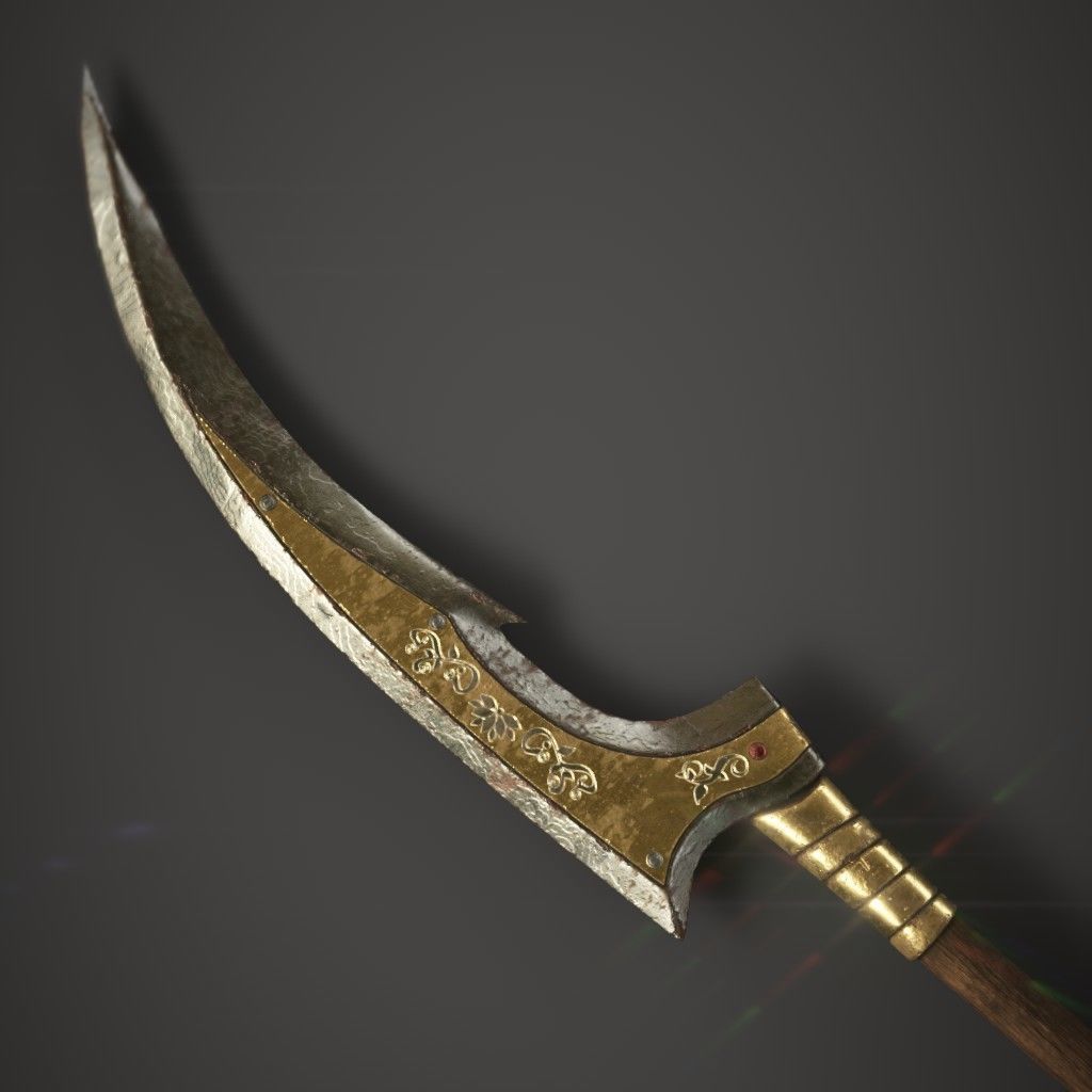 Gold Spear Low-poly 3D model_3