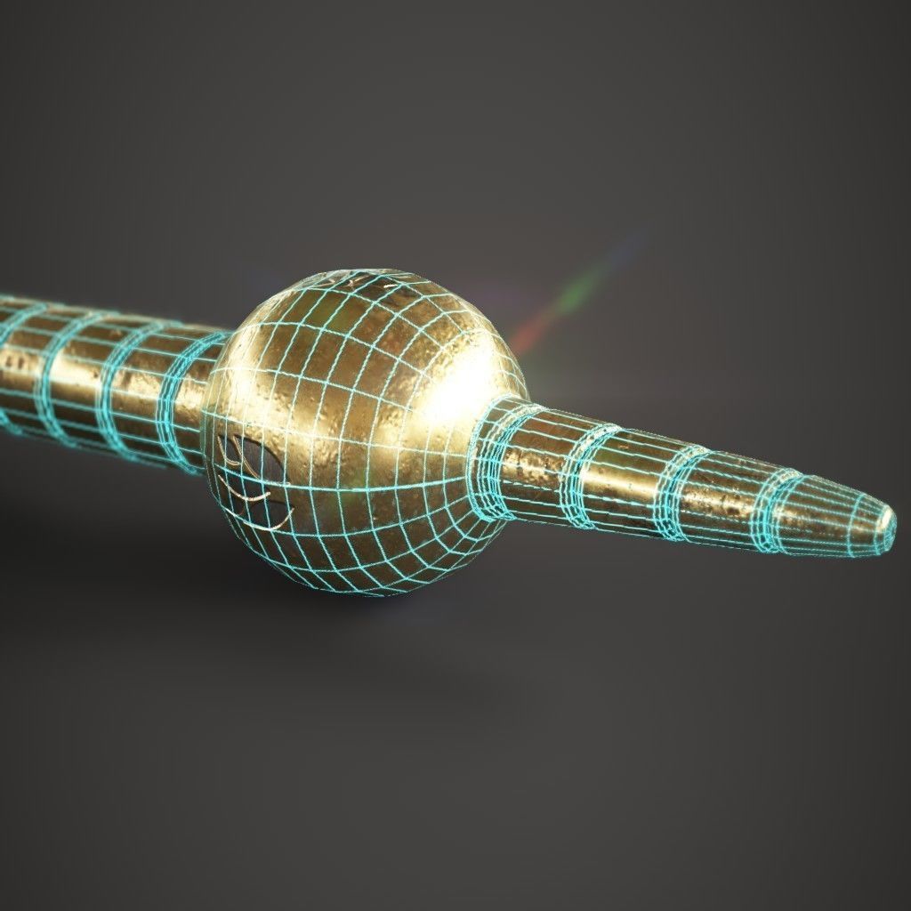 Gold Spear Low-poly 3D model_8