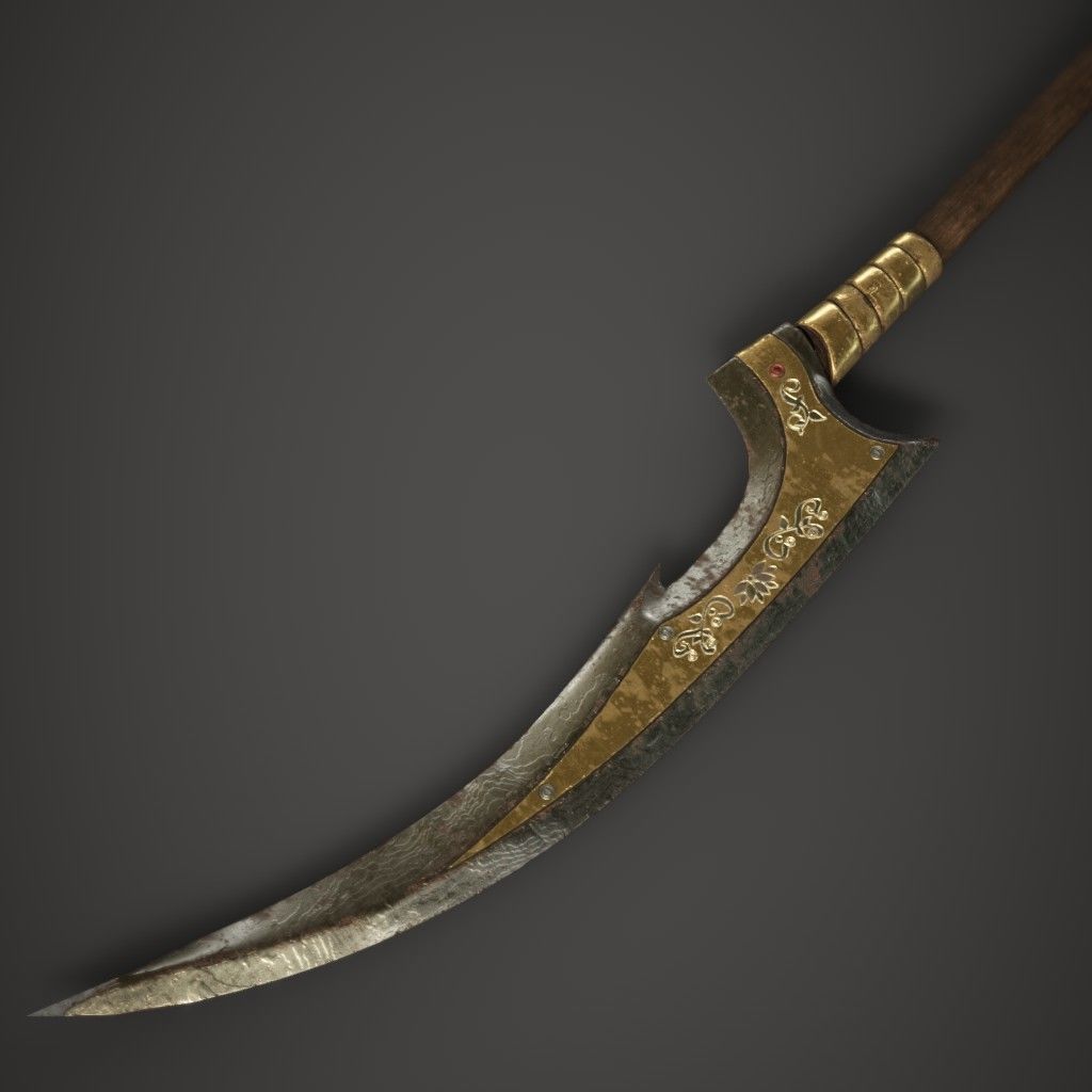Gold Spear Low-poly 3D model_2