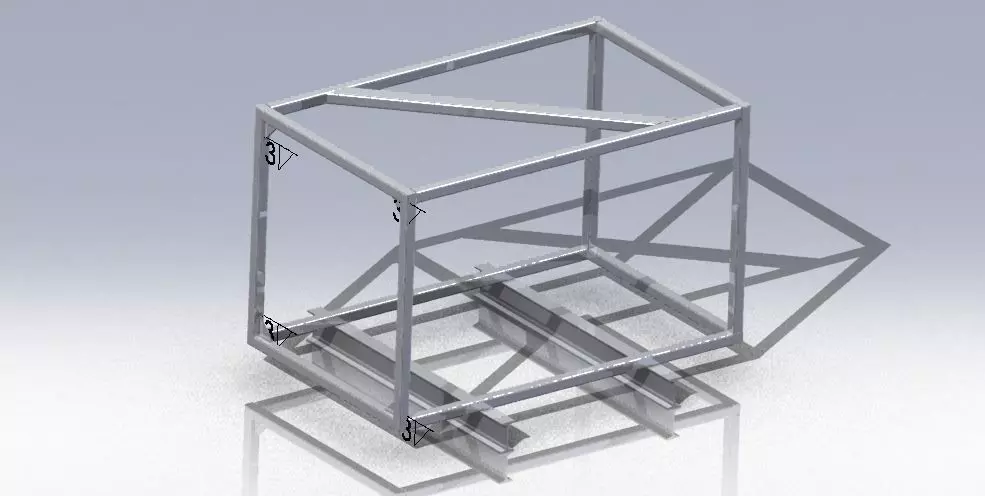 Weldments frame for metal box Free 3D model_0