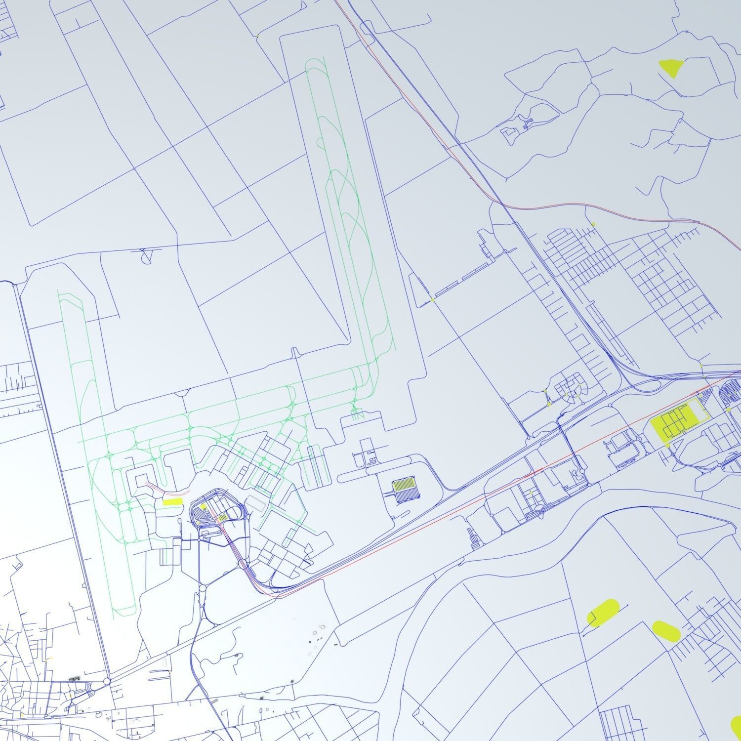 Rome Fiumicino FCO Airport Roads Buildings and Public Transport 3D model_1