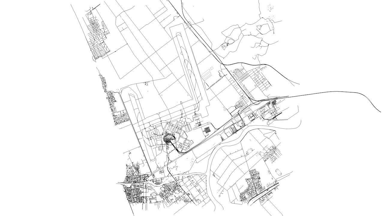 Rome Fiumicino FCO Airport Roads Buildings and Public Transport 3D model_7