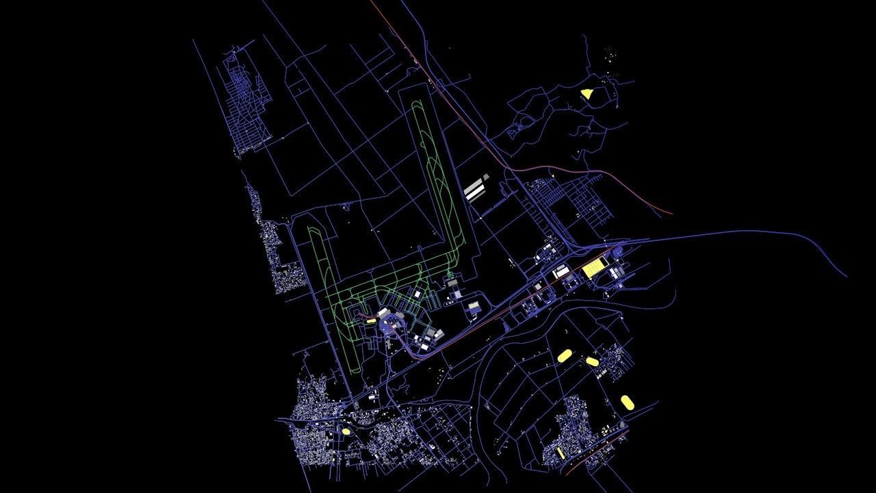 Rome Fiumicino FCO Airport Roads Buildings and Public Transport 3D model_6